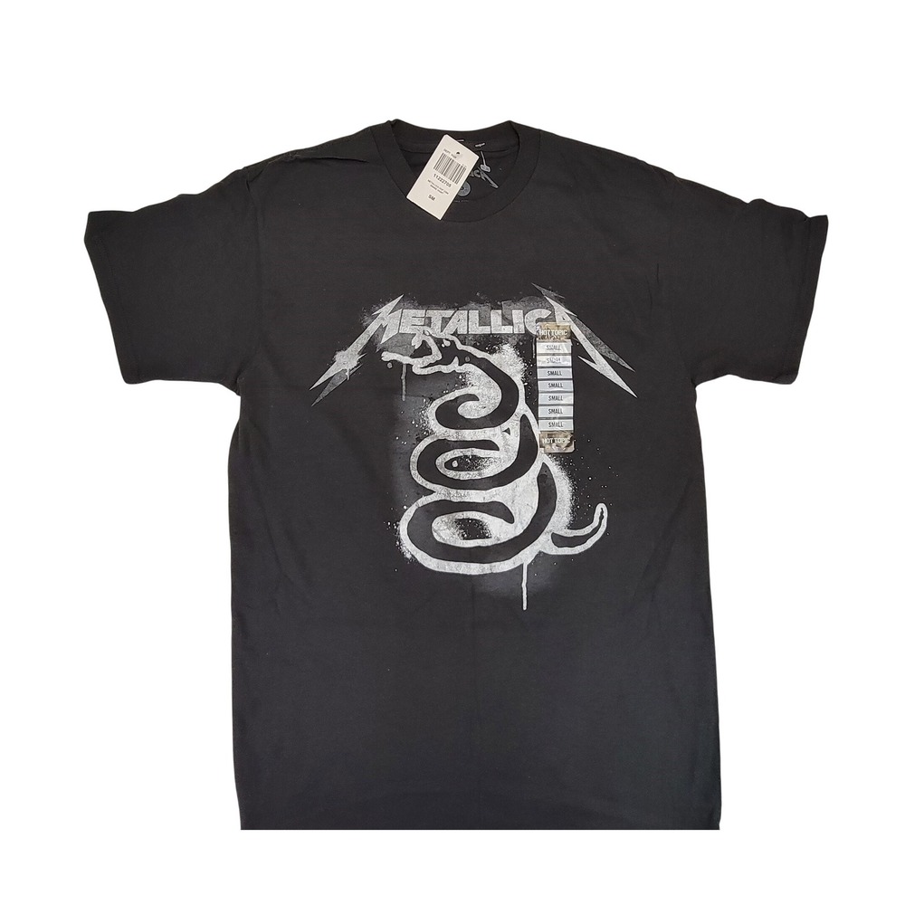 Metallica Snake Print T Shirt Mens Small Black Short‎ Sleeve Crew Neck